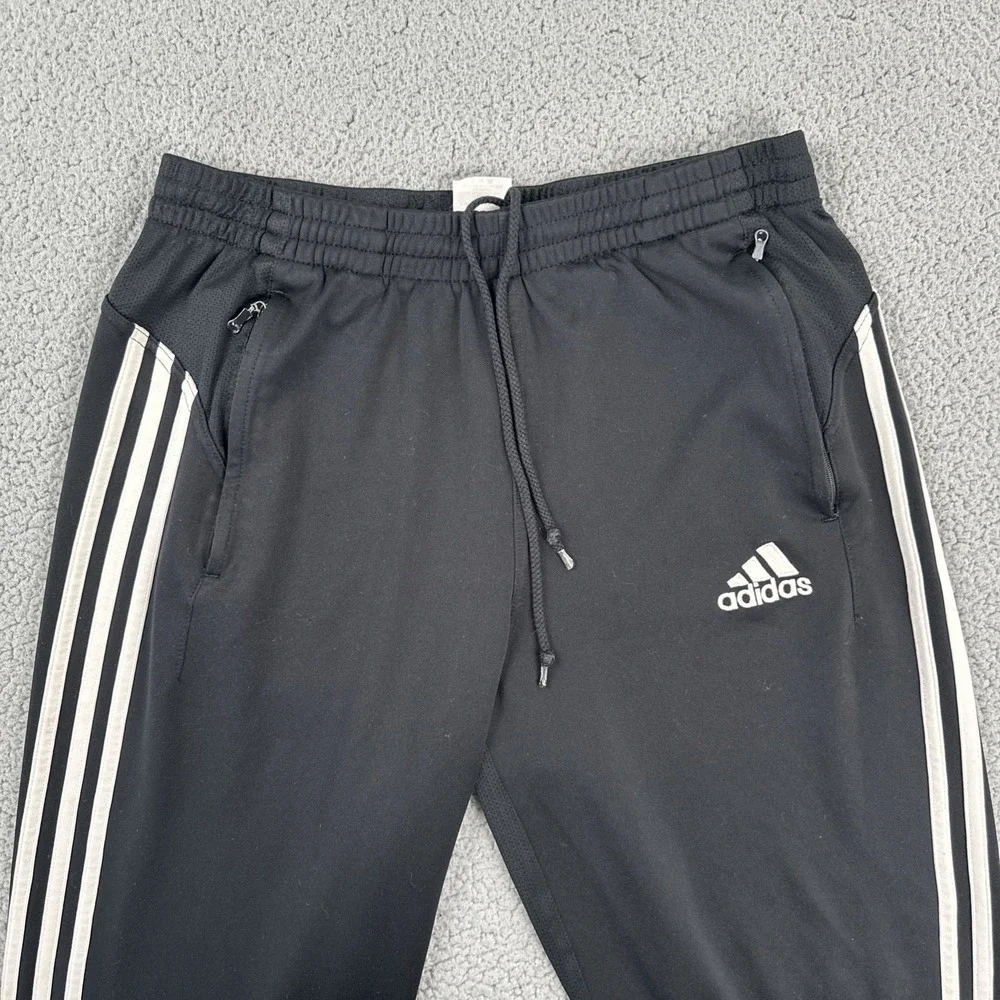 VTG Y2K Adidas Track Sweatpants Men Large Black Ankle Zip Logo Zipped Pockets
